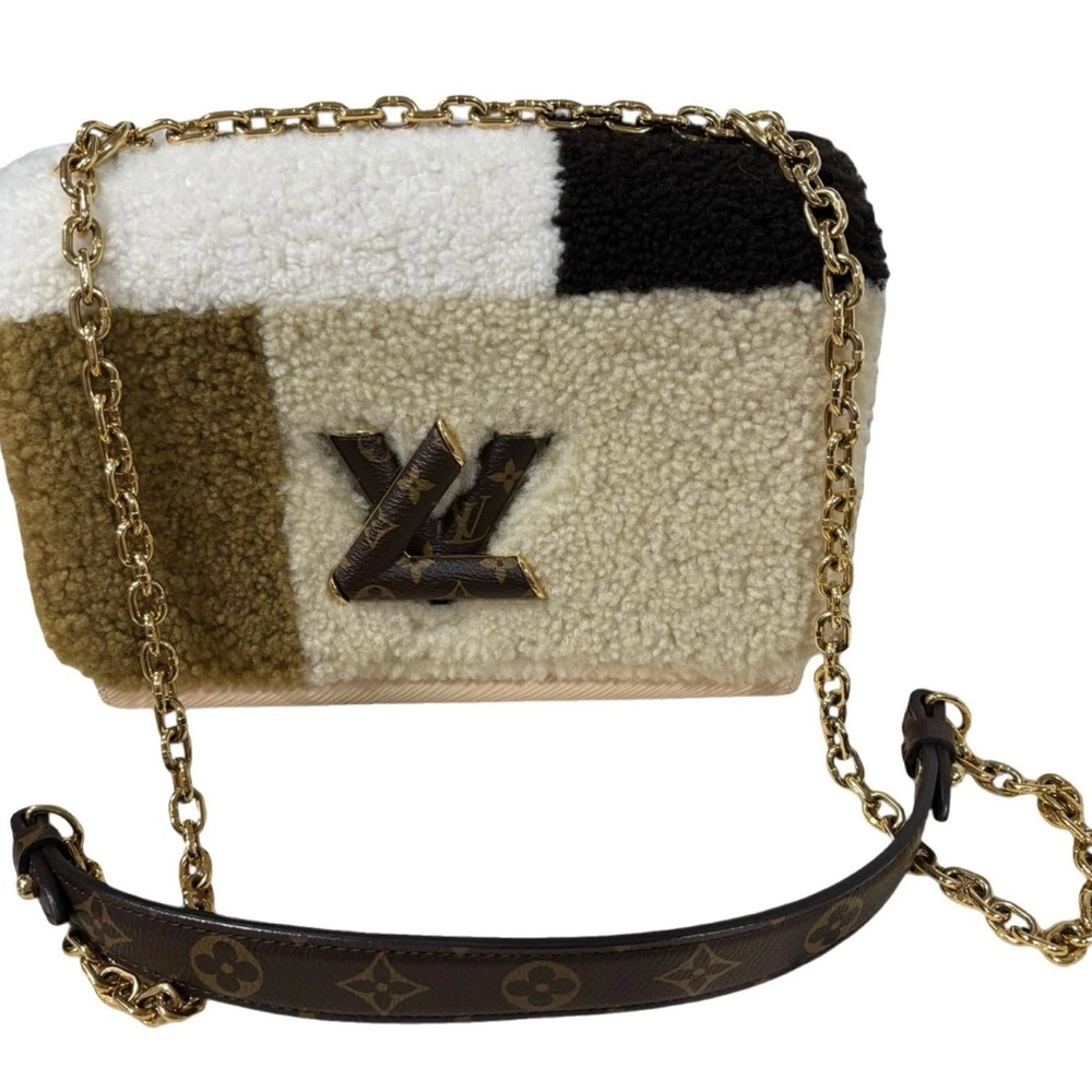 Louis Vuitton Twist MM Teddy Fleece & Epi Leather Crossbody Bag w/ Monogram Trim
